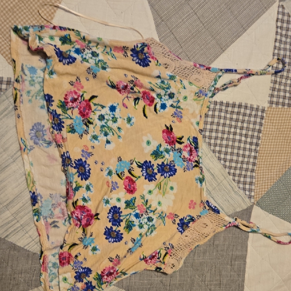 Floral Spaghetti Strap Top with Lace Detail